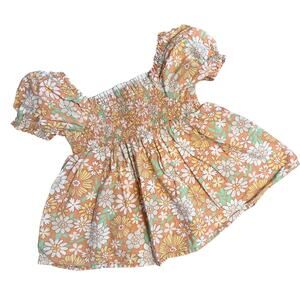 Haute Hippie Smocked Tunic Dress Toddler Girl 24 months Brown Floral Print